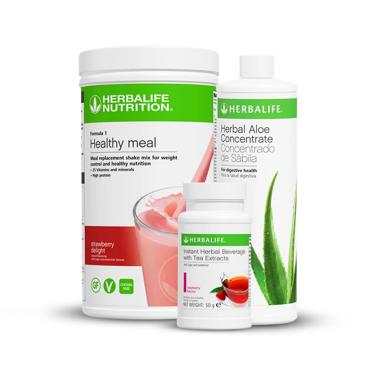 Basic Breakfast Nutrition Bundle – Shake, Tea & Aloe Pack